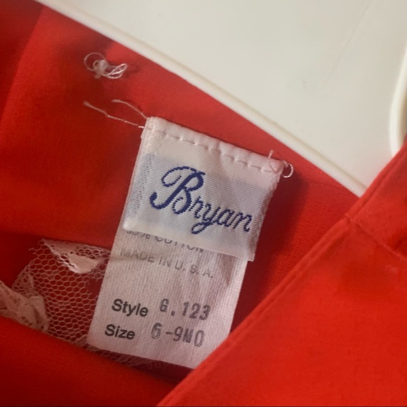 Vintage Bryan Red & White Lace Ruffle Dress & Bloomers Set - Picture 7 of 8